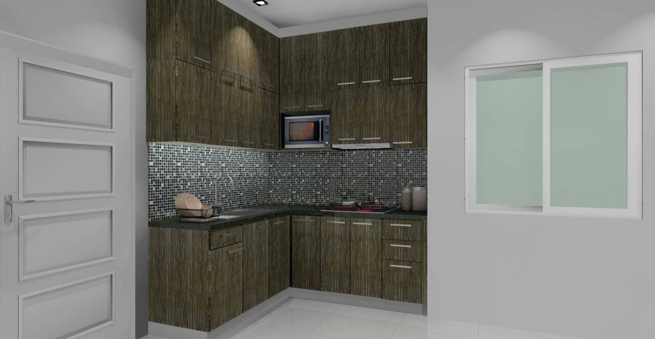 Dark wood-grain kitchen design