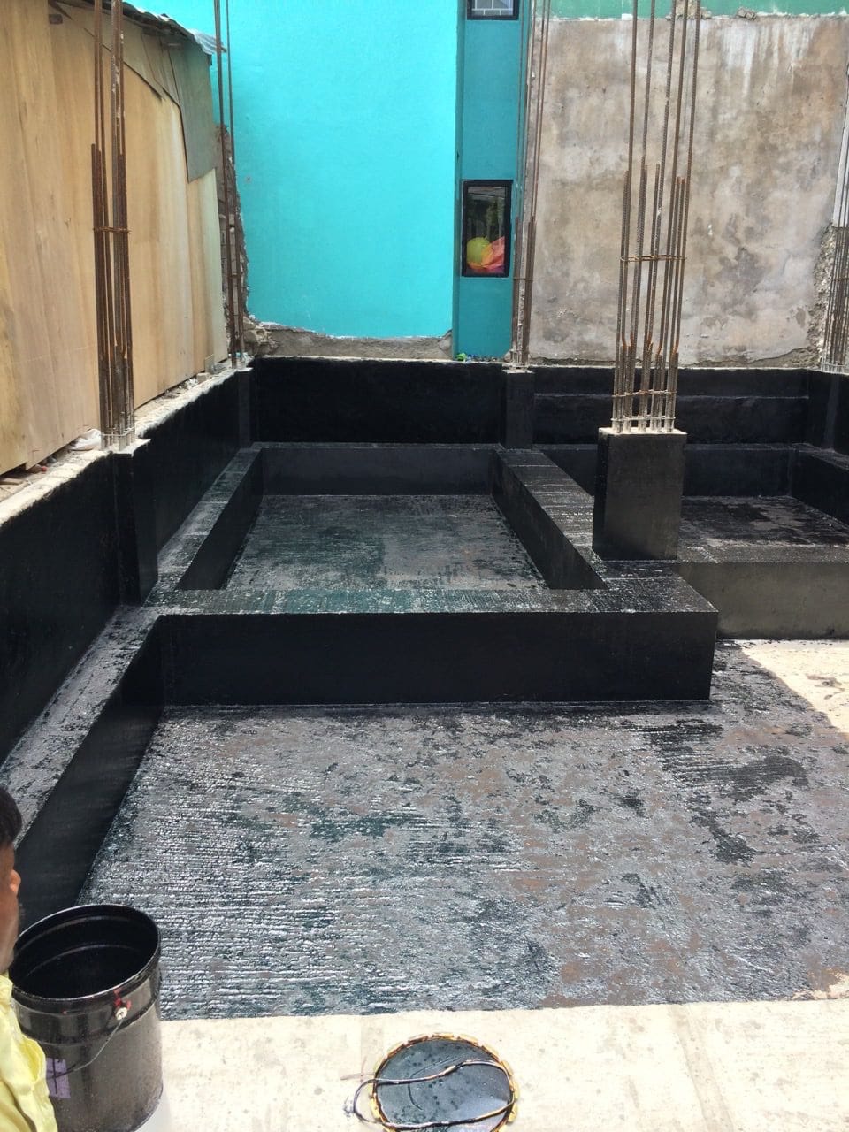 Foundation works with waterproofing